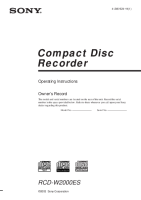 Sony RCD-W2000ES - Owners Manual 